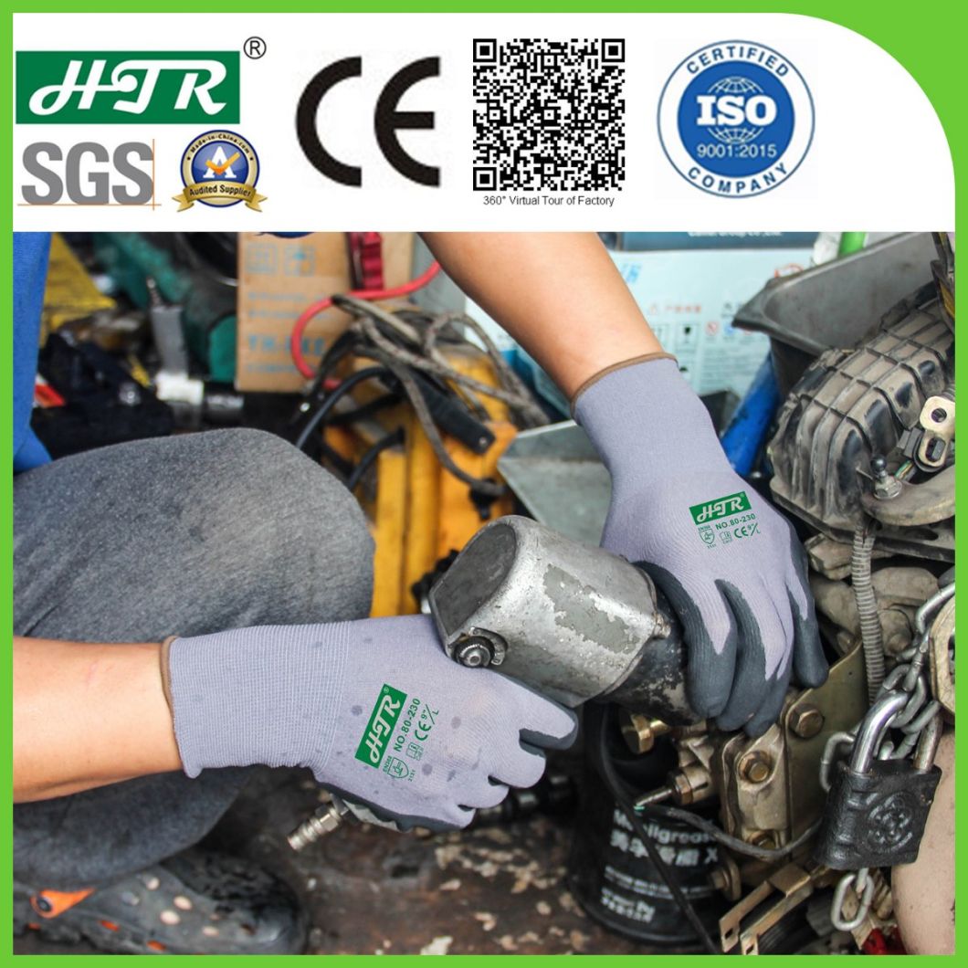 Knitted Oil-Proof Nitrile Coated Anti-Slip Abrasion Resistant Safety Work Gloves