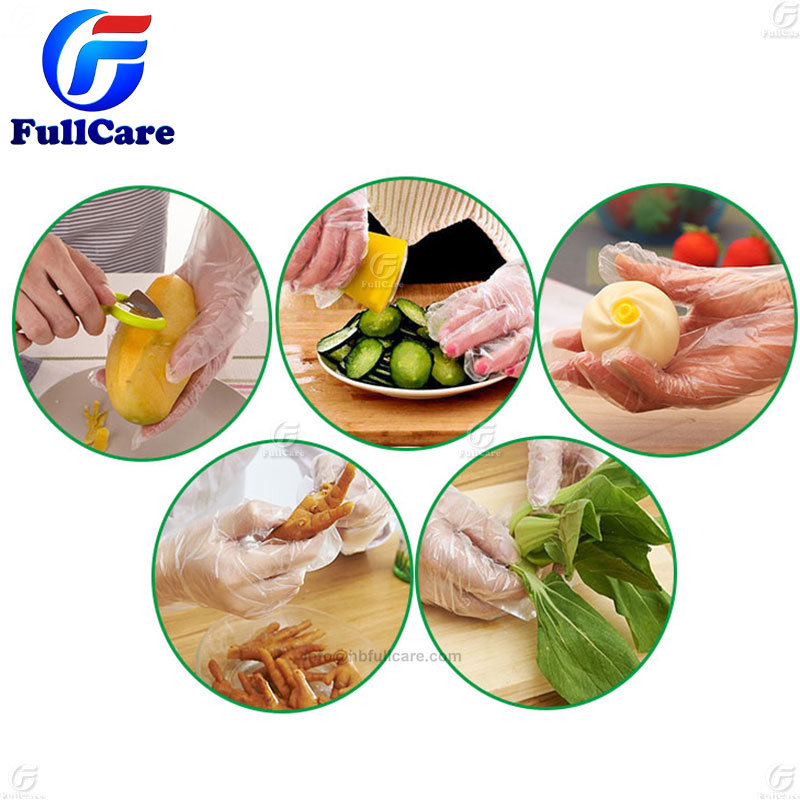 Disposable Waterproof Oilproof Restaurant Food Grade Cleaning Eaxm Medical Safety Work Transparent PE/LDPE/HDPE/TPE/CPE Plastic Hand Glove for House Kitchen Use