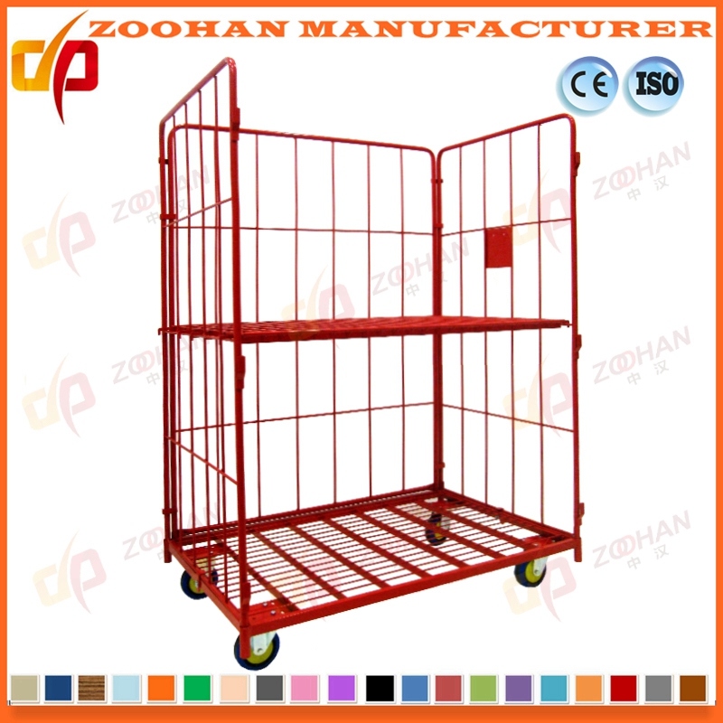 Stackable Folding Galvanized Metal Shopping Storage Wire Roll Container (Zhra58)