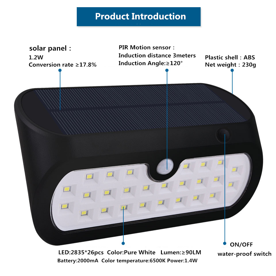 Outdoor Bright Powered Wall LED Street Light Solar Garden Lamp