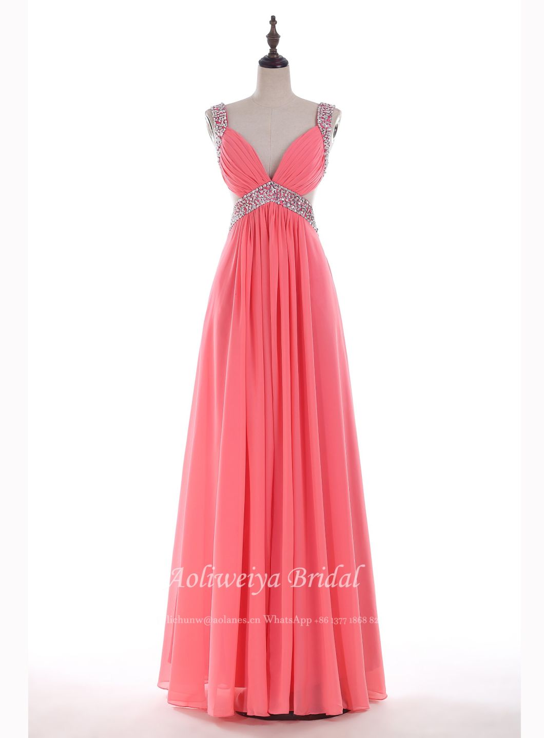 Aoliweiya Beading Straps Wedding Evening Bridesmaid Dress