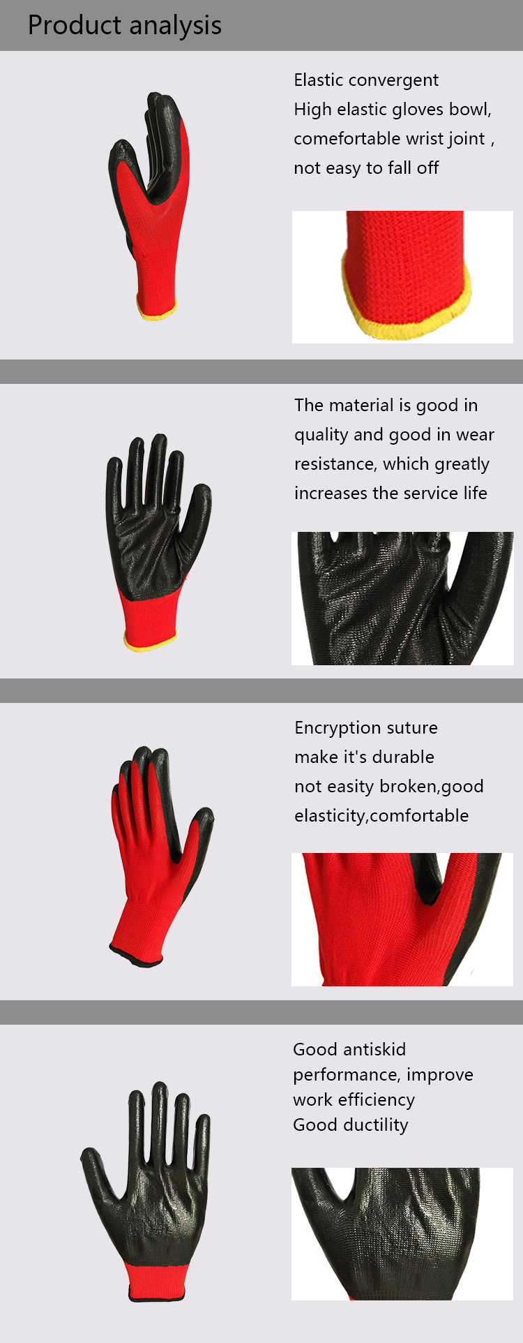 13G Nylon Shell Nitrile Coated Gloves