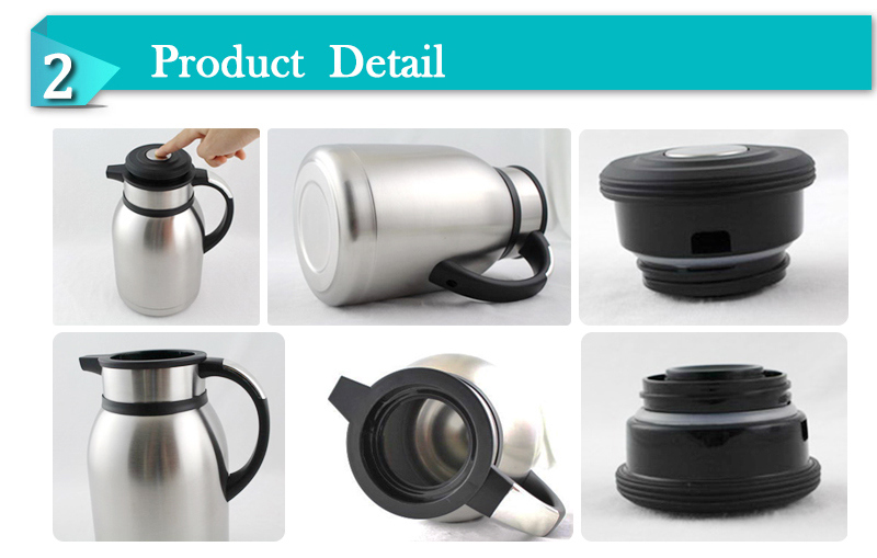 Middle Button Cap Thermos Stainless Vacuum Coffee Jug (JSCF)