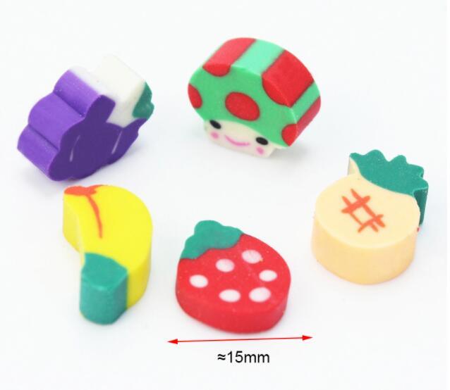 200 PCS Cute Fruit Cuisine Shape Rubber Eraser Student Learning Stationery for Child Creative Gift