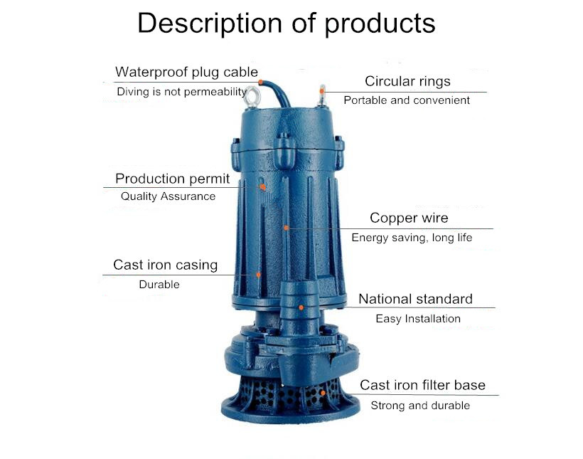 WQX China Portable Small Vertical Inline Submersible Lift Sewage Pump