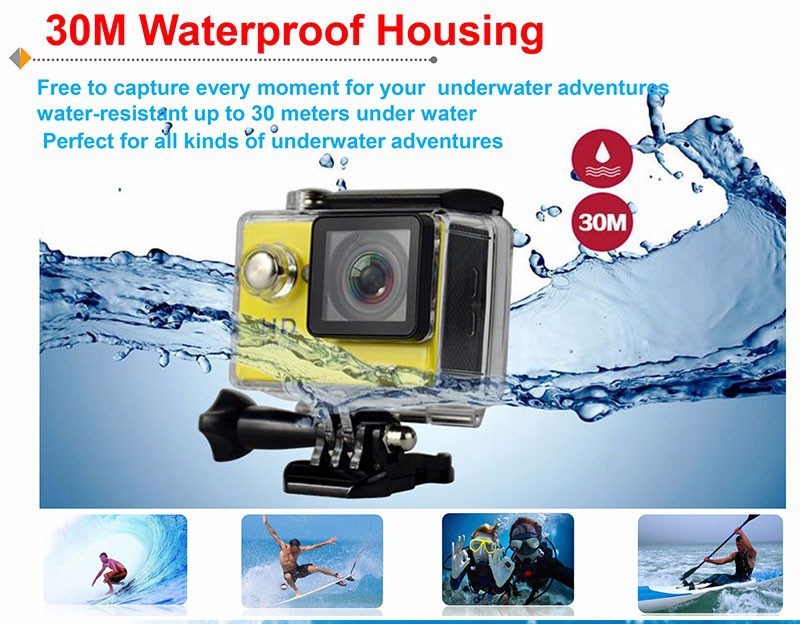 100% Original H9 Ultra HD 4k Video 170 Degrees Wide Angle Sports Camera 2 Inch Screen 1080P/60fps Action Camera Sj6000 WiFi Style