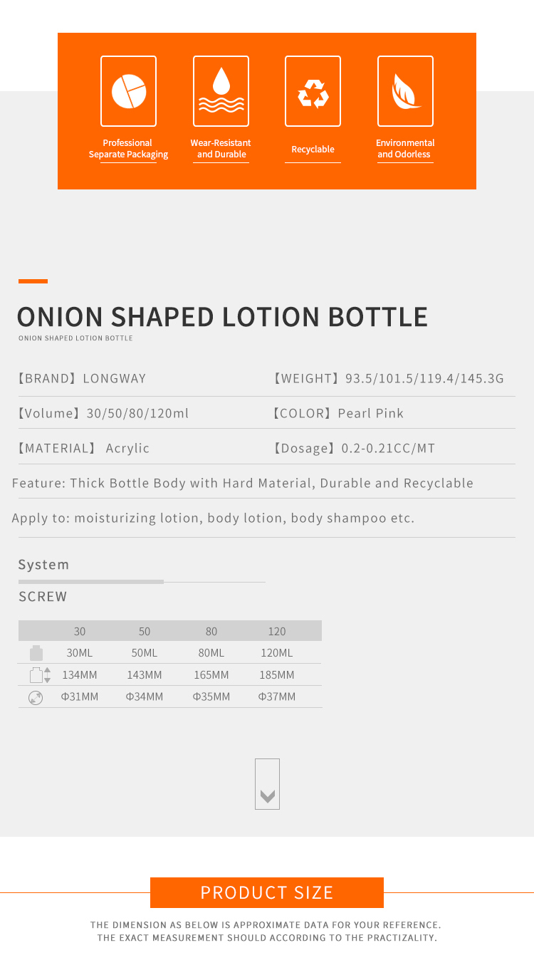 80ml Onion Shape New Design Plastic Acrylic Lotion Bottle for Cosmetic