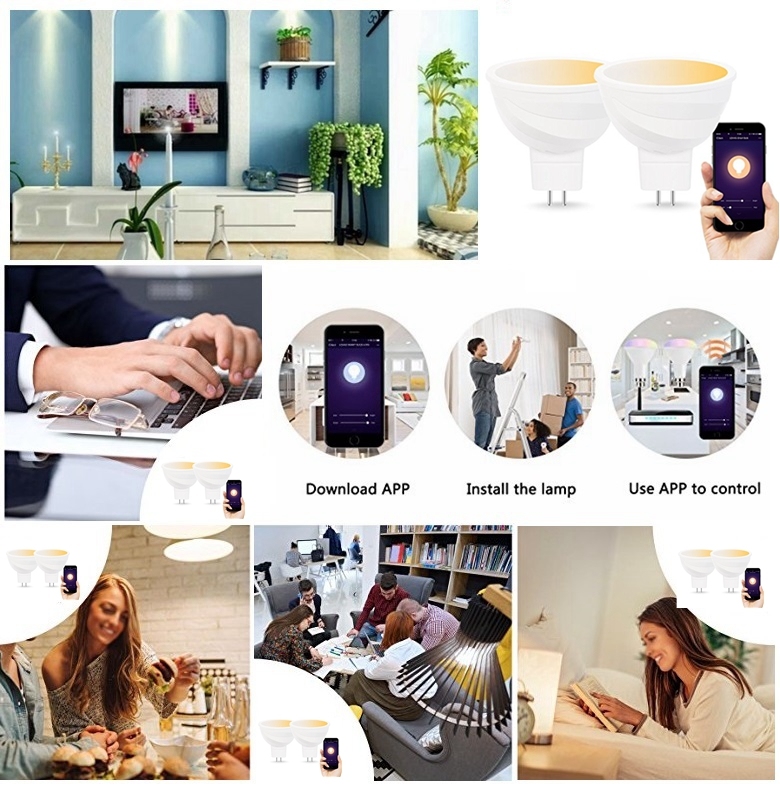 5W MR16 WiFi Bulb Compatible with Alexa Google Assistant No Hub Required Tuya Smart Spotlight