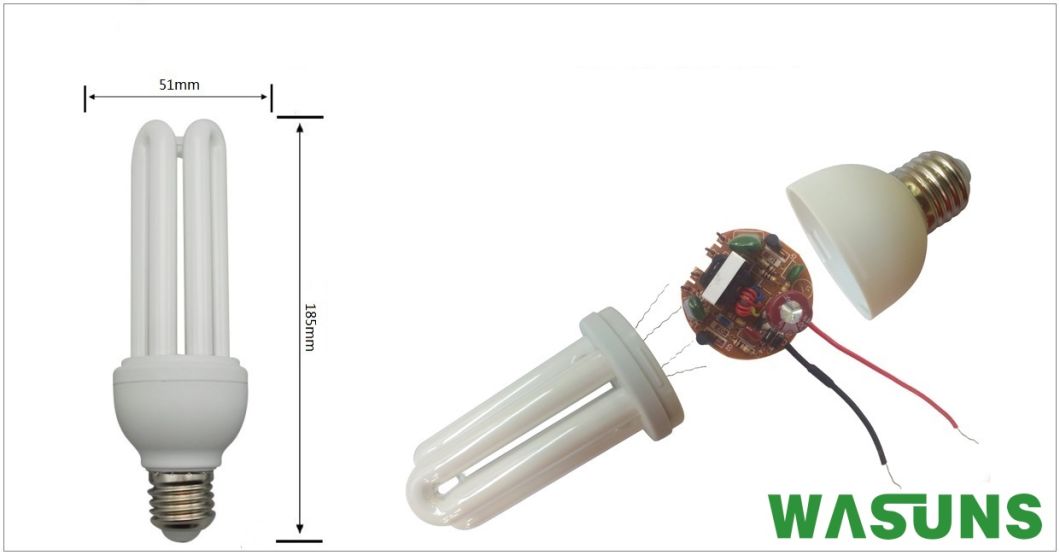 3u 18W E27 220V PBT Plastic Holder Energy Saving Lamp