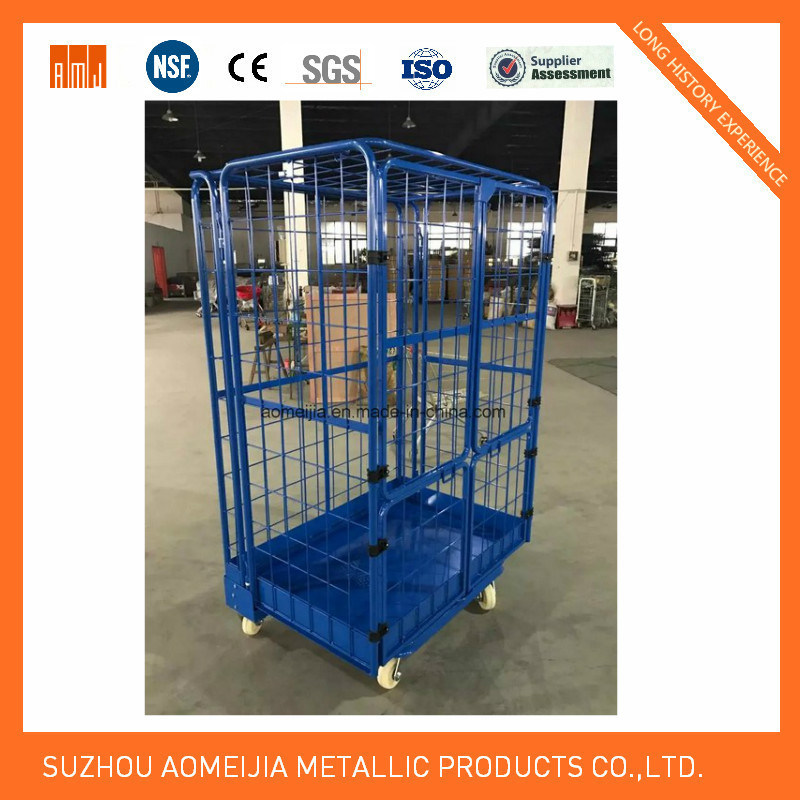 Popular Folding Metal Mesh Roll Container Logistic Roll Cage