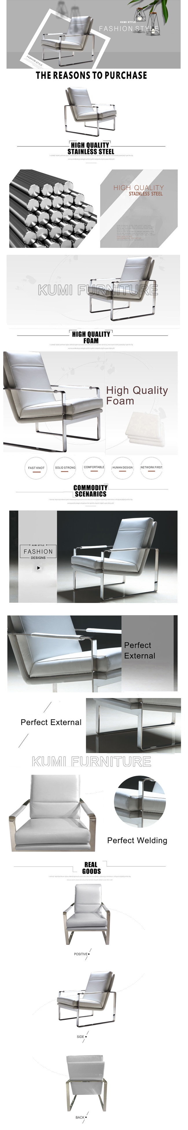 Long Back Stainelss Steel Lounge Chair