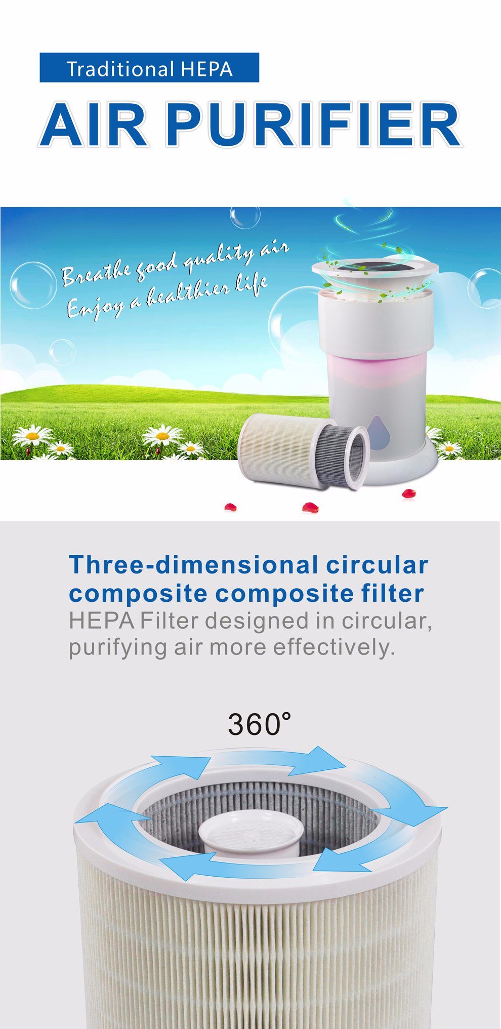 Wholesale Home HEPA Filter with UV Light Air Purifier