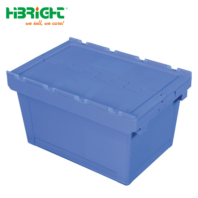 Moving Plastic Storage Crate with Hinged Lid