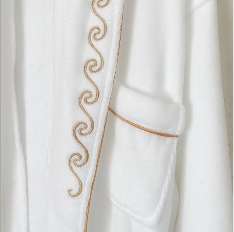 100%Cotton Velour Embroidery Bathrobe for Hotel