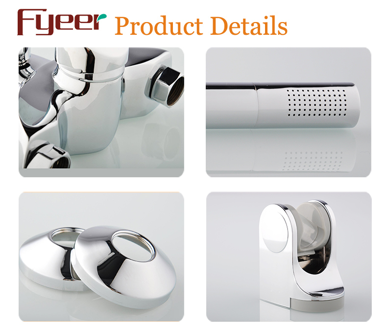 Fyeer Solid Brass Wall Bath Shower Faucet with Diverter