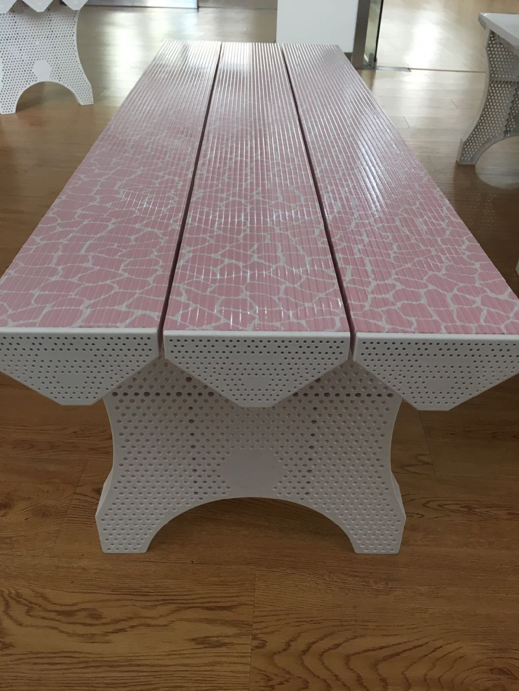 New Color Beautiful Pink Plastic Long Bench Indoor or Outdoor Style