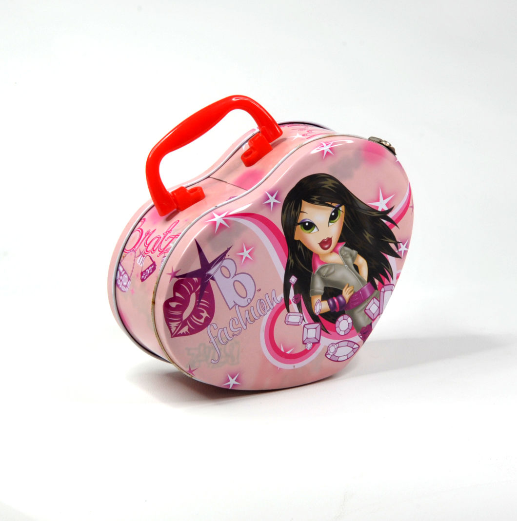 Empty Heart Shape Metal Gift Tin Box with PVC Window