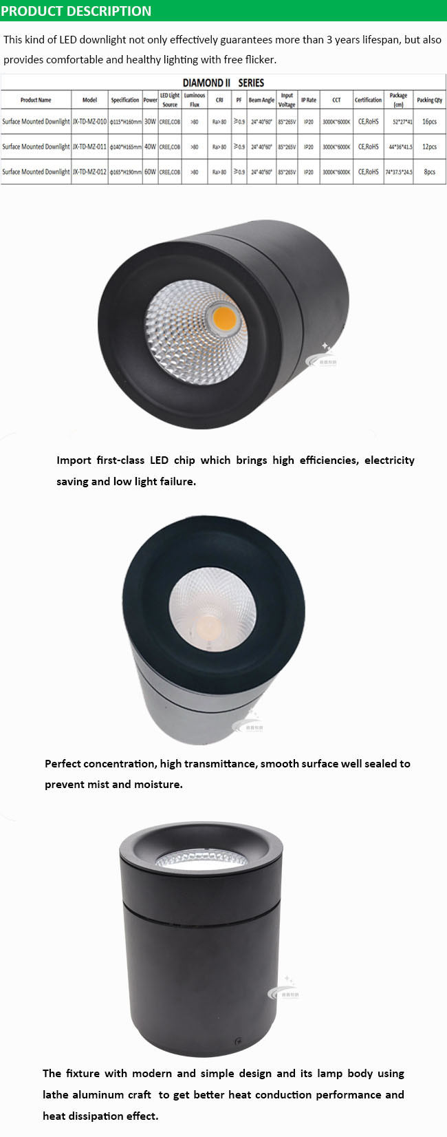 30W New Design High Power COB LED Indoor Downlight LED Spotlight