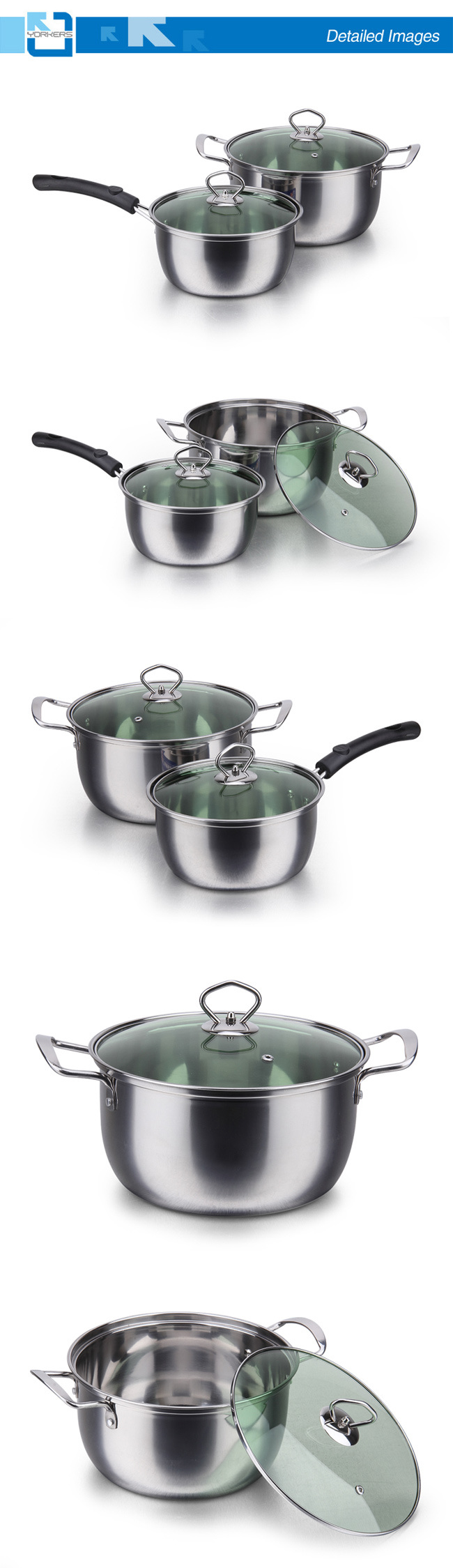 410 Stainless Steel Cheap Cooking Pot Set Cookware Set