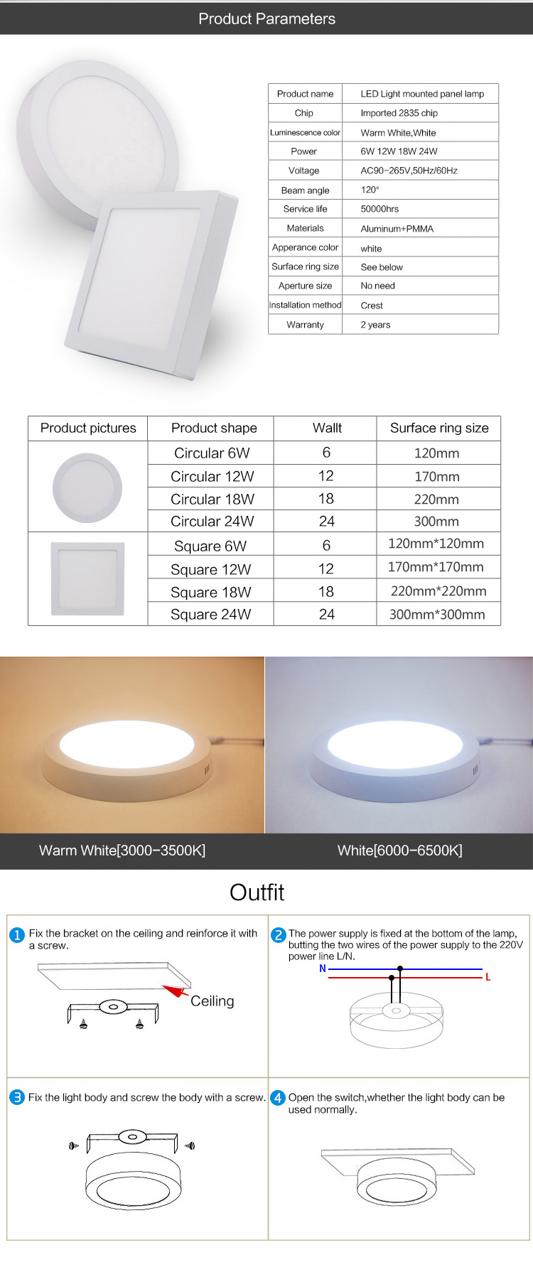 Ultra Slim SMD Lamp LED Panel Light