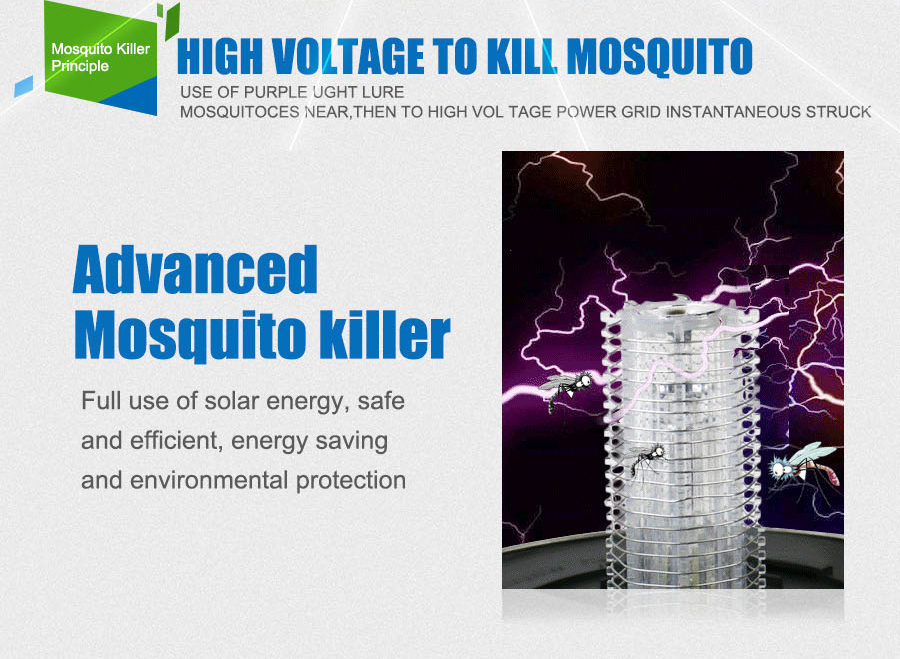 Garden Solar+ Power Bug Zapper Insect Repellent Mosquito Killer Lamp