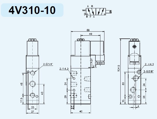 4V300 Series DC 12V 24V Solenoid Valve AC 110V 220V