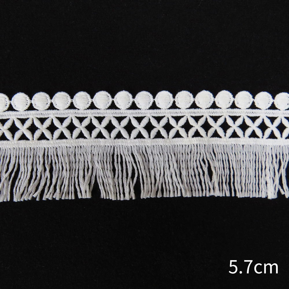 Polyester Embroidery Floral Border White and Black Water Soluble Lace Trim for Dress