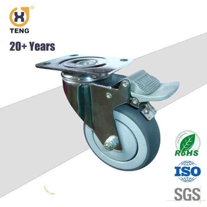 Polyurethane Brake Caster with Top Plate