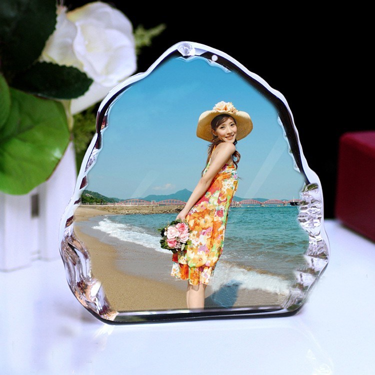 High Quality K9 Crystal Iceberg Photo Frame Glass Medal for Souvenir Ks25046