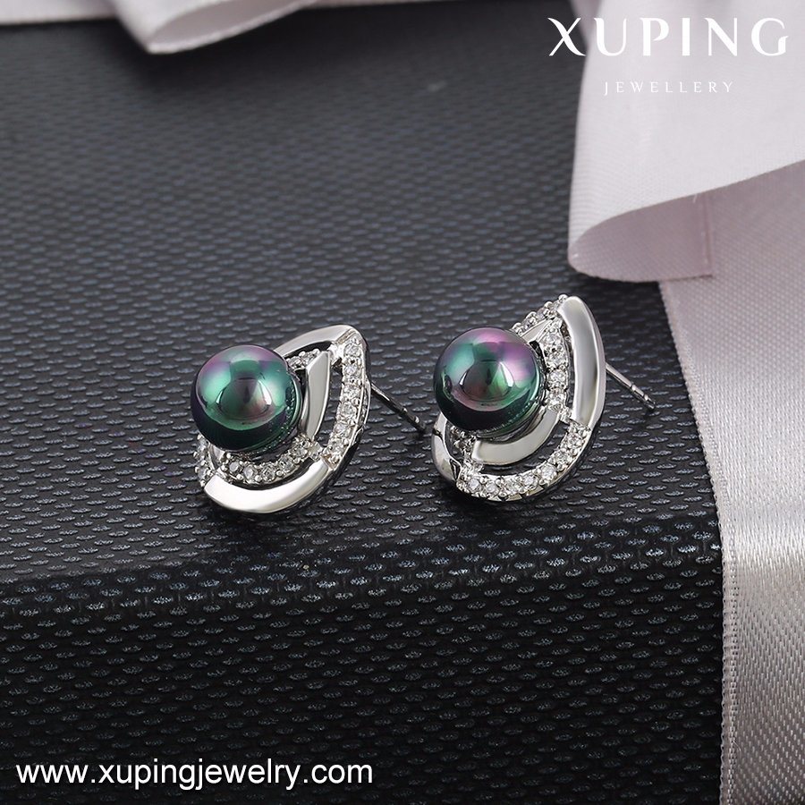 Xuping New Wedding Jewelry Zircon Earrings Precious Round Opal Rhodium Gold Earring