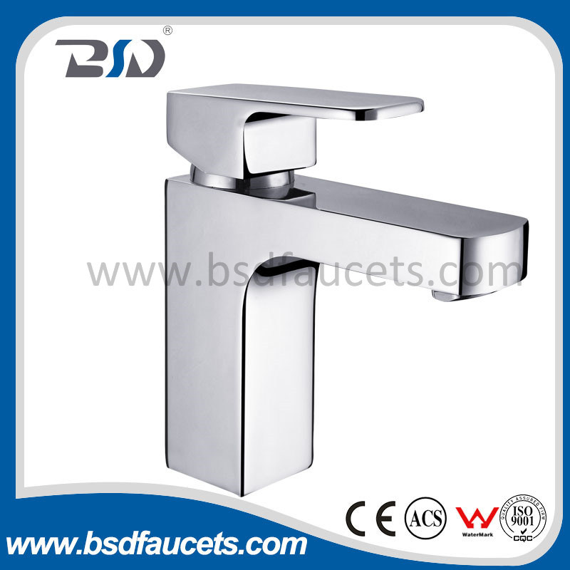 Square Basin Faucet Chrome Brass Single Handle Basin Mixer