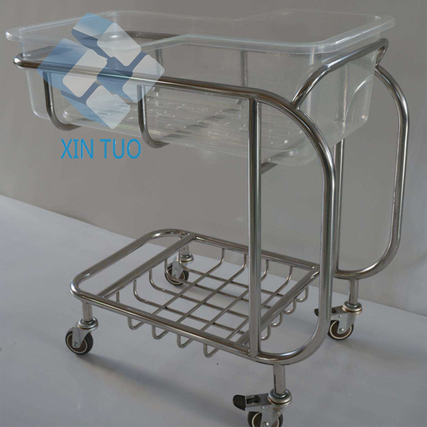 Stainless Steel Luxury Hospital Baby Trolley Hospital Bassinet Trolley