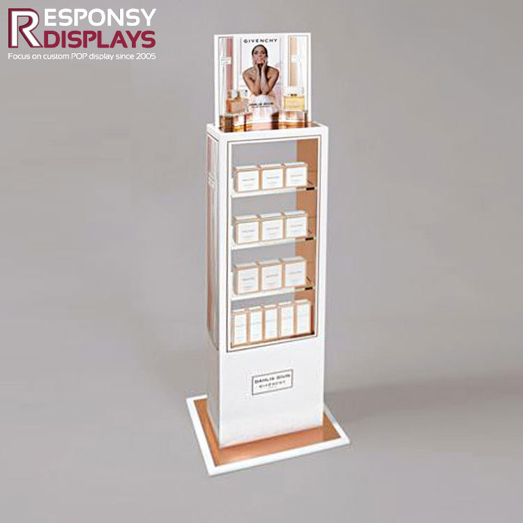 Custom High End Wooden Care Cosmetic Display Case with Mirror
