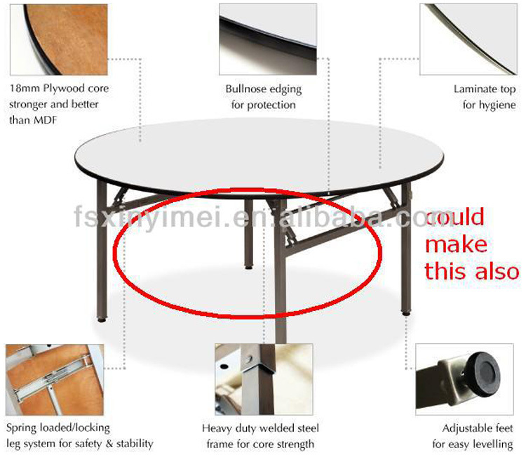 Plywood Round Banquet Folding Table Dining Table