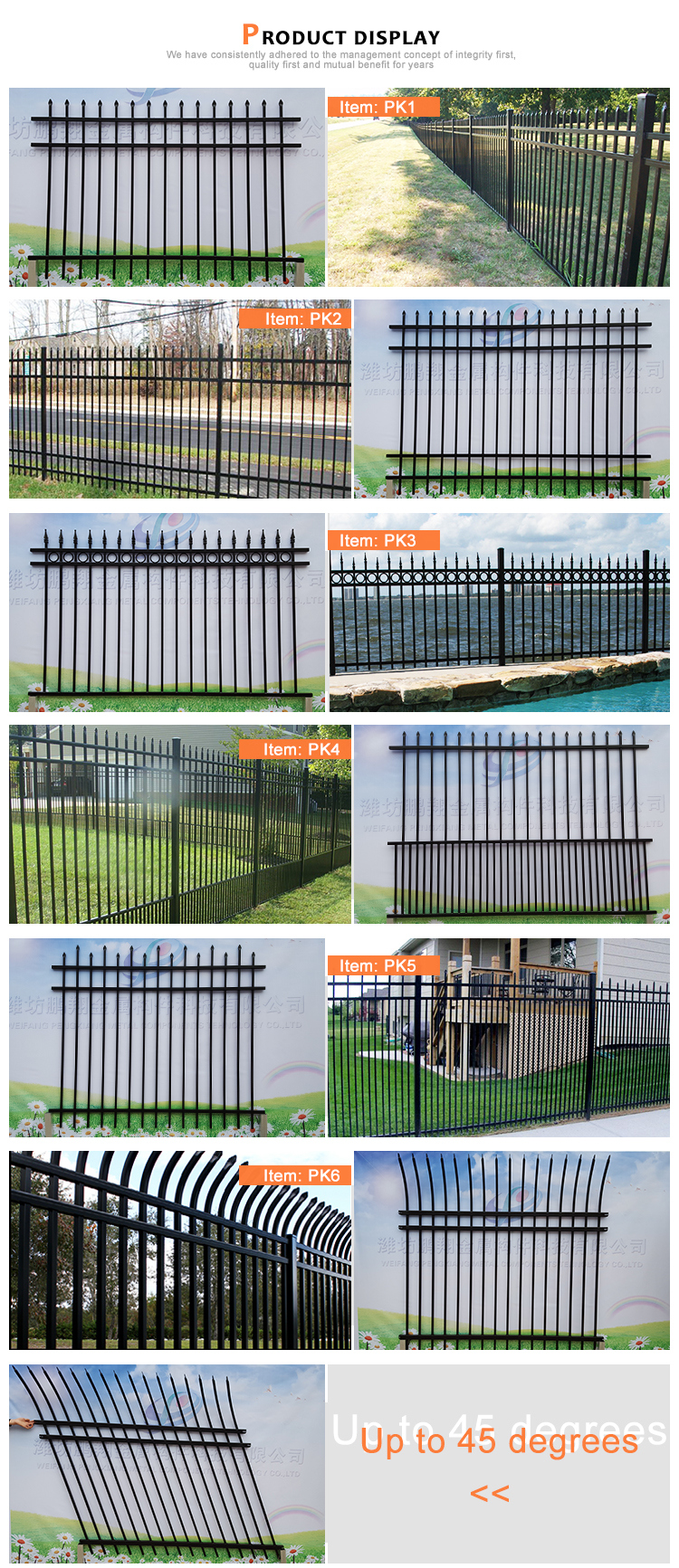 Security Powder Coated Metal Railing Cast Iron Fencing for Garden /Picket Fence /Safety Fence/ Fence Panel/Residential Fence