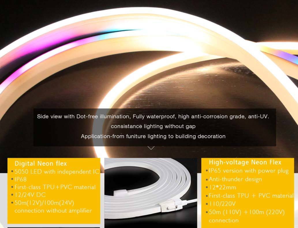 Digital 5050SMD IP68 Outdoor LED Flexible Neon Strip Light 3years Warranty