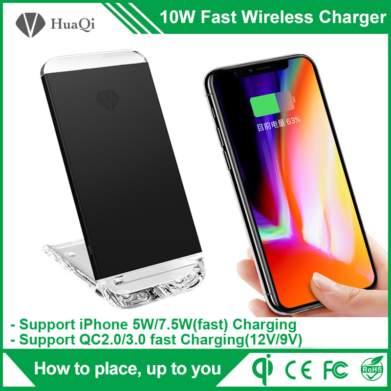 10W Portable Stand Quick Wireless Mobile Charger for iPhone/Samsung/Nokia/Motorola/Sony/Huawei/Xiaomi