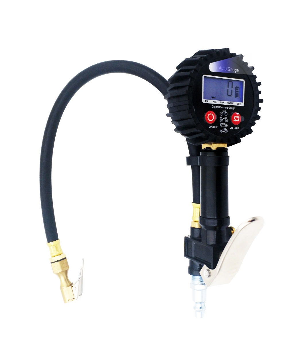 Digital Tire Inflator/Pressure Gauge (200 PSI) - Car Tire Inflator & Deflator Gun, with 3 Different Air Chuck Accessories + 1/4