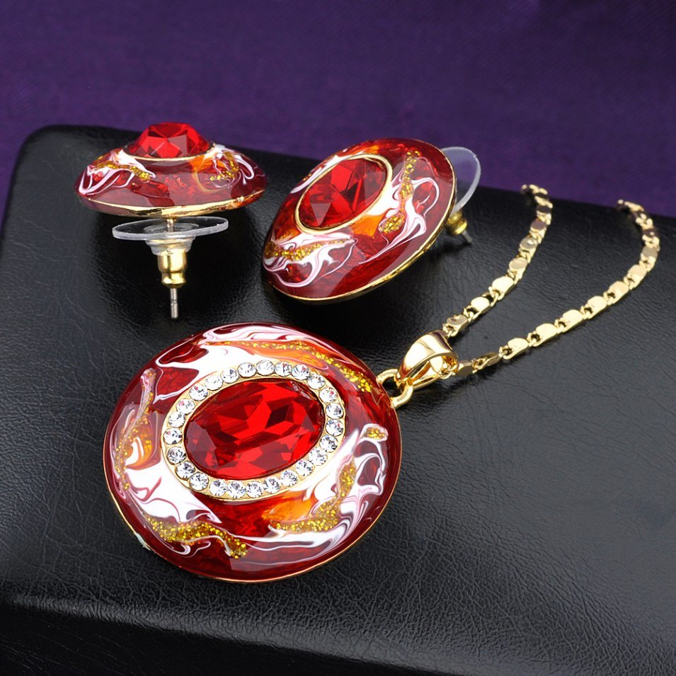 New Item Beautiful Resin Fashion Jewellery Earring Necklace Jewelry Set