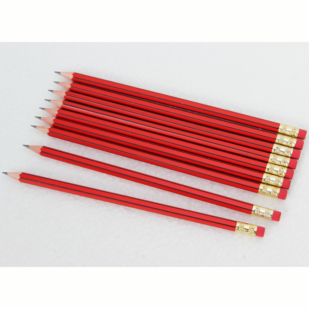 High Quality Hexagonal Pencils with Stripe Coating and Eraser Tip