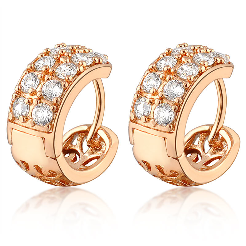 Fashionable 18K Gold Plated Zirconia Stud Wedding Jewelry Earrings