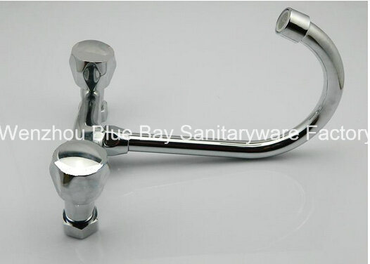 New Swivel Double Handle Wall Mounted Hot&Cold Kitchen Sink Tap Mixer Faucet