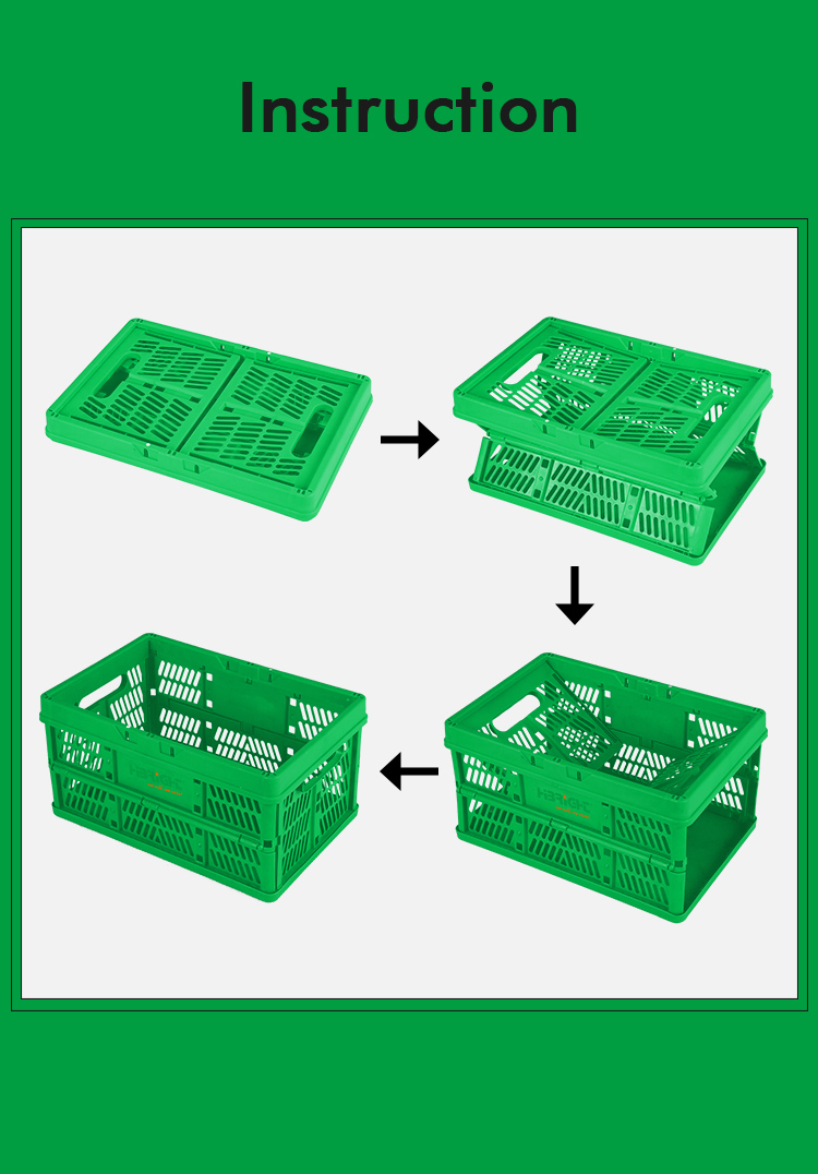 Injection Mold Supermarket Plastic Foldable Vegetable and Fruit Crate