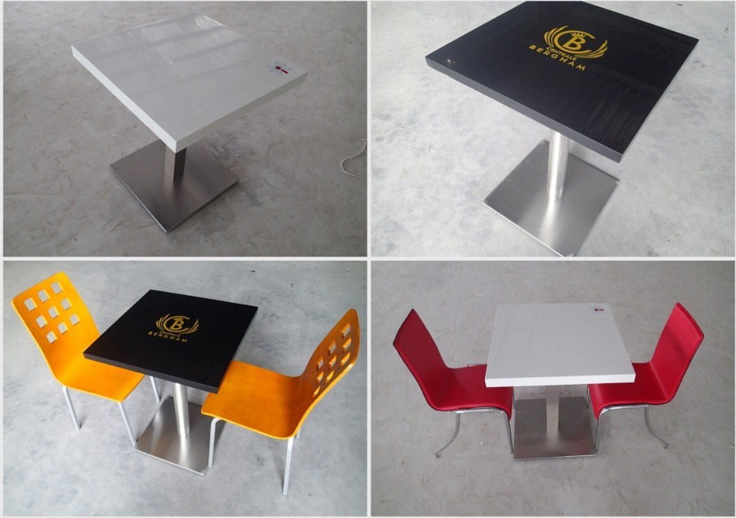 Four Seaters Corian Solid Surface Restaurant Dining Tables with Chairs