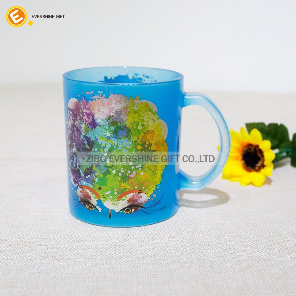 330ml Colored Glass Coffee Mug Cup with Handle