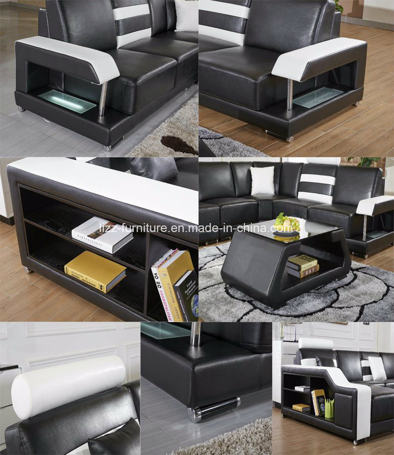 Nordic Style Modern U Shape Leather Couch for Living Room