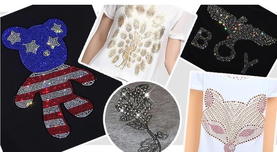 Hotfix Crystal Rhinestone Patch Colored Flower Applique Motif