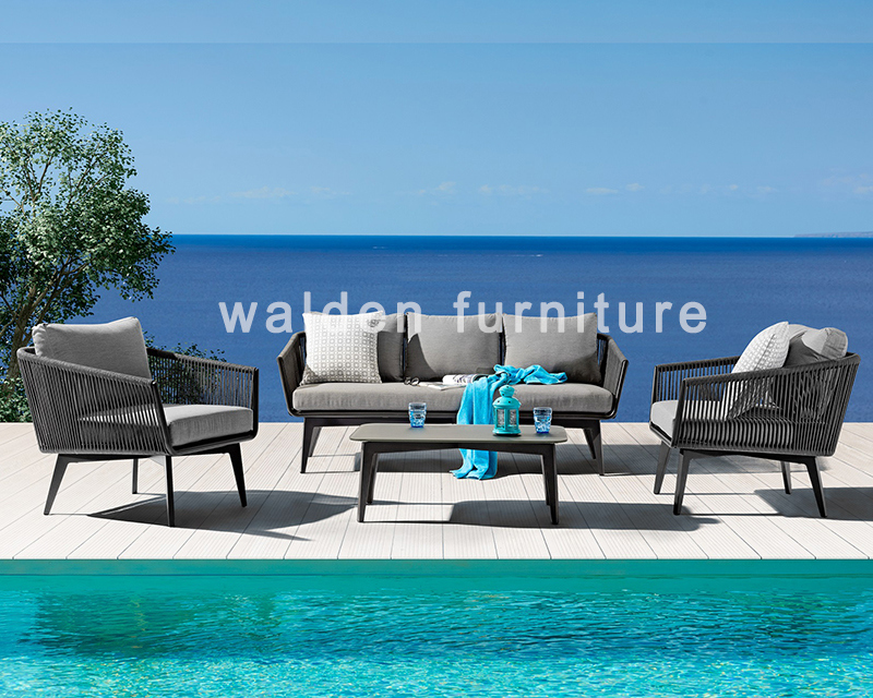 Foshan Walden New Rope Sofa Sets Outdoor Garden Sofa Hotel Lobby Sofa Furniture