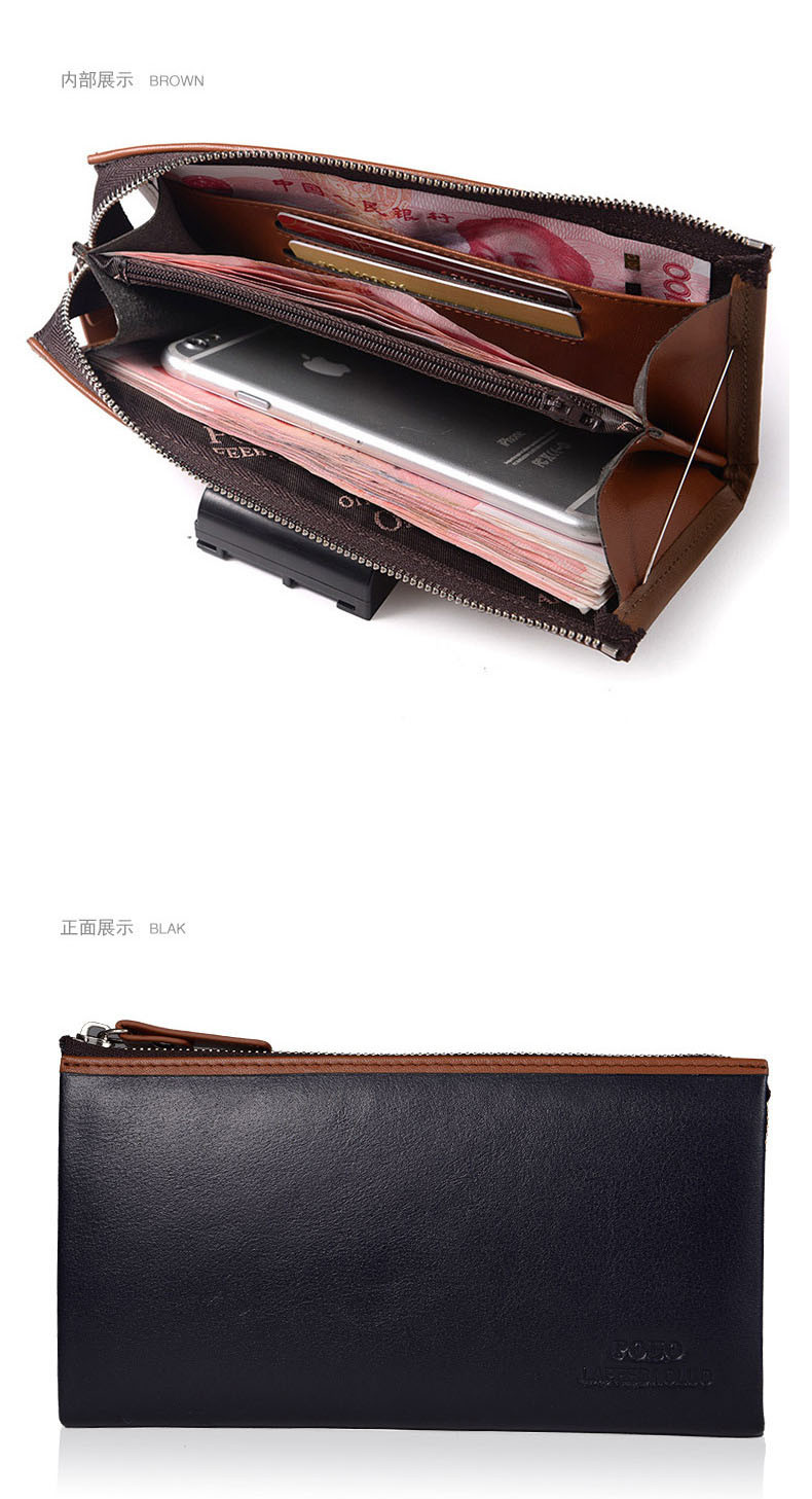 Men Leisure Genuine Cow Leather Clutch Bag Long Wallet (CY3661)