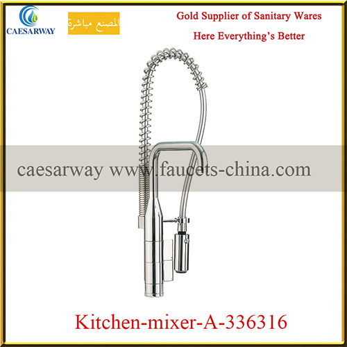 Chrome Double Sprayer Pull out Spray Spring Kitchen Sink Mixer